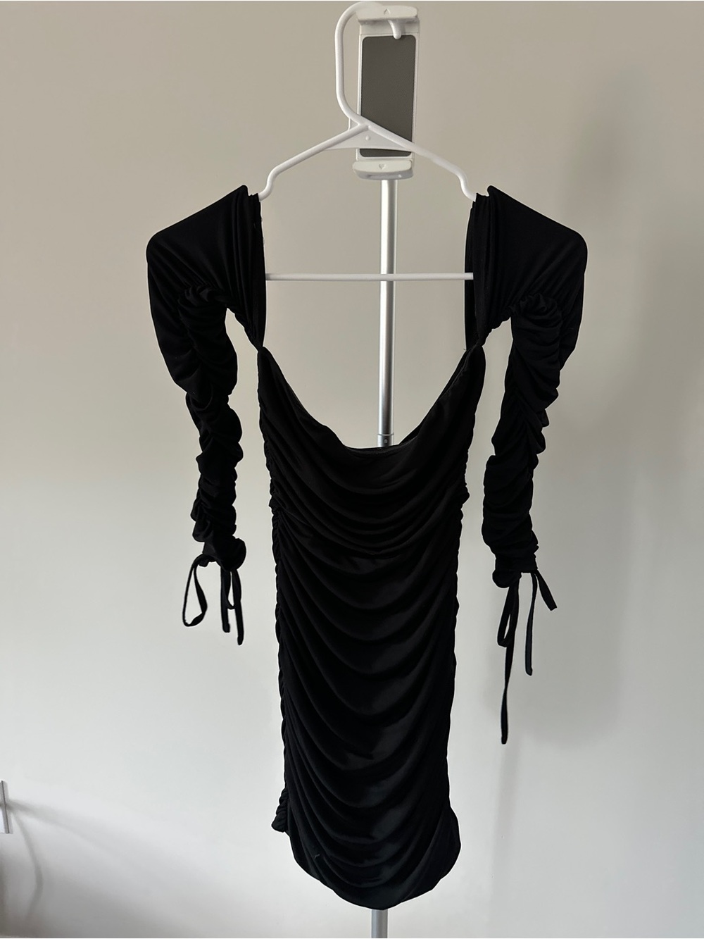 Tiger Mist Black Ruched Long Sleeve Bodycon Dress